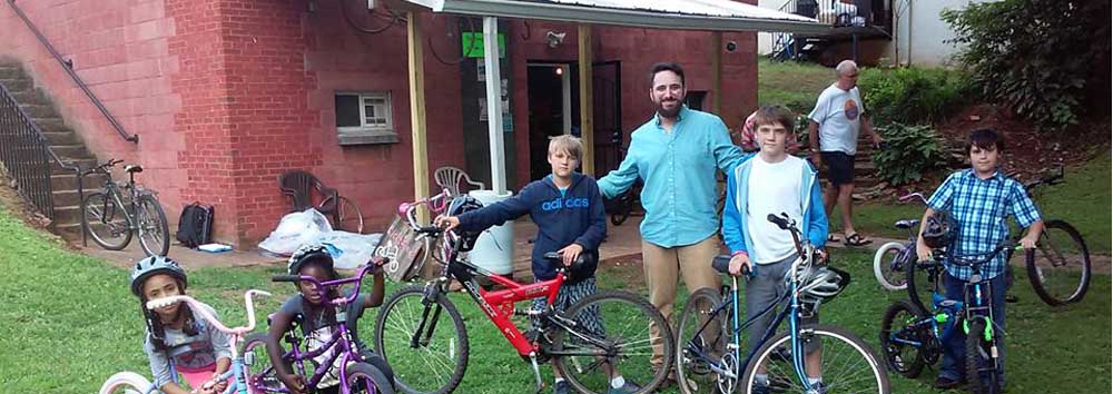 Children with new bikes